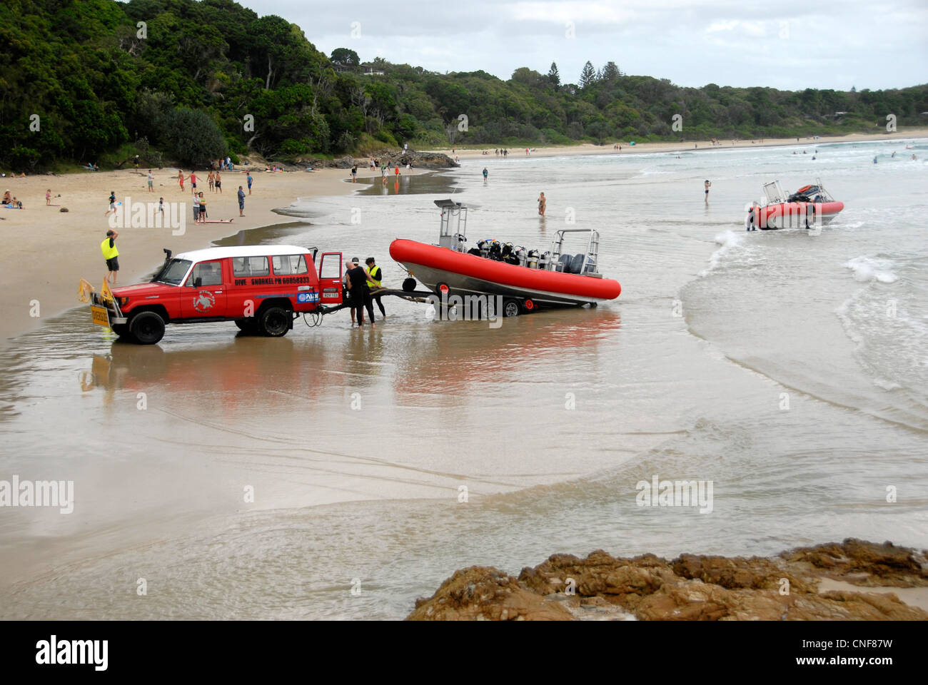 Diving boat returning after dive expedition at Byron Bay, NSW Australia Stock Photo Alamy