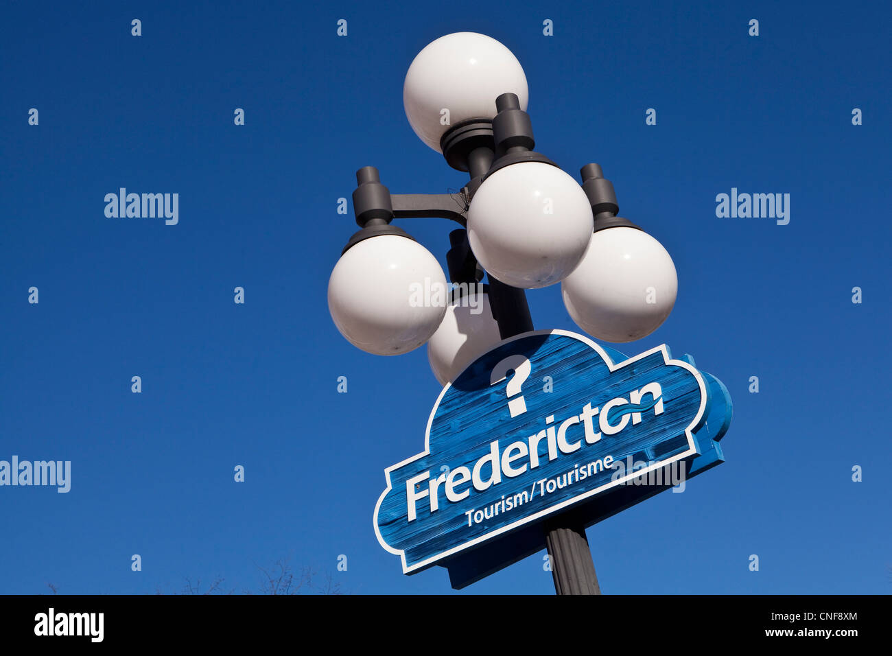 A sign for tourism information is pictured in Fredericton, New Brunswick Stock Photo