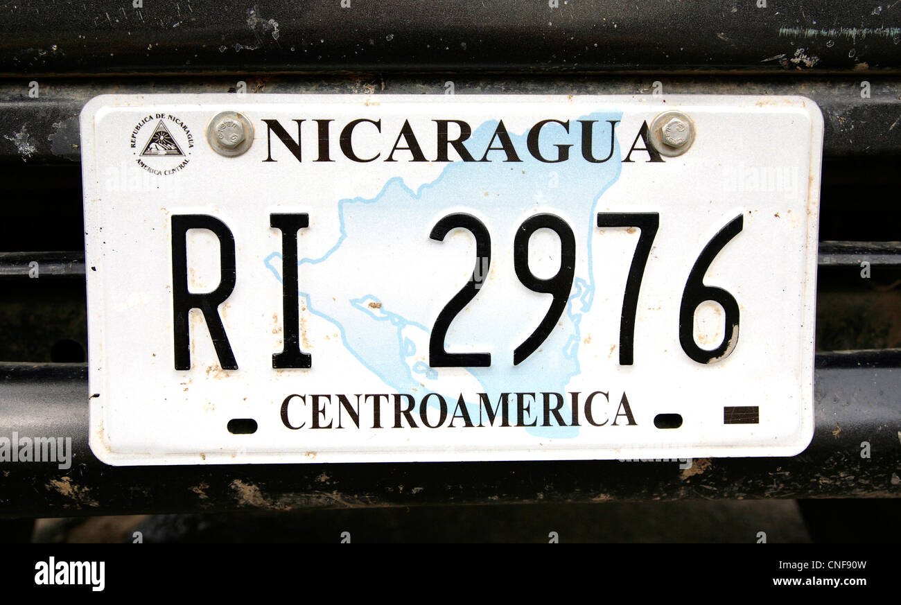 nicaragua, car, regestration, plate, centro, america, central, latin, america Stock Photo