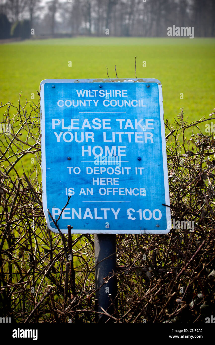 Council Litter Sign Stock Photo