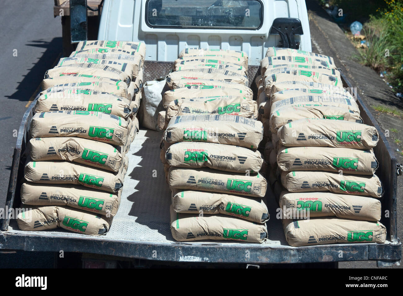 Truck loaded with Cement from Cementos Progreso, El Salvador Stock Photo