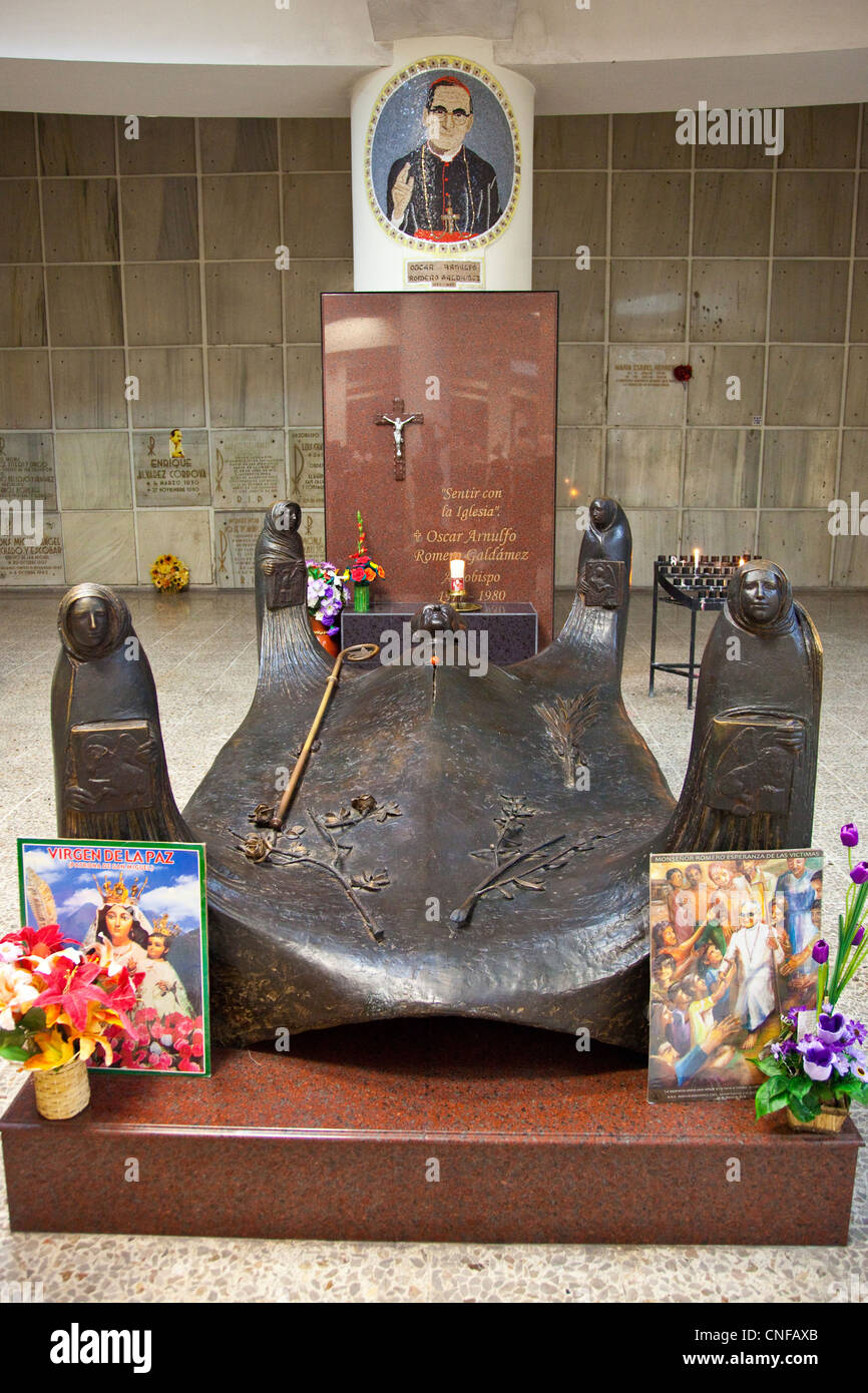 Tomb of Archbishop Oscar A Romero, Metropolitan Cathedral of the Holy Savior, San Salvador, El Salvador Stock Photo