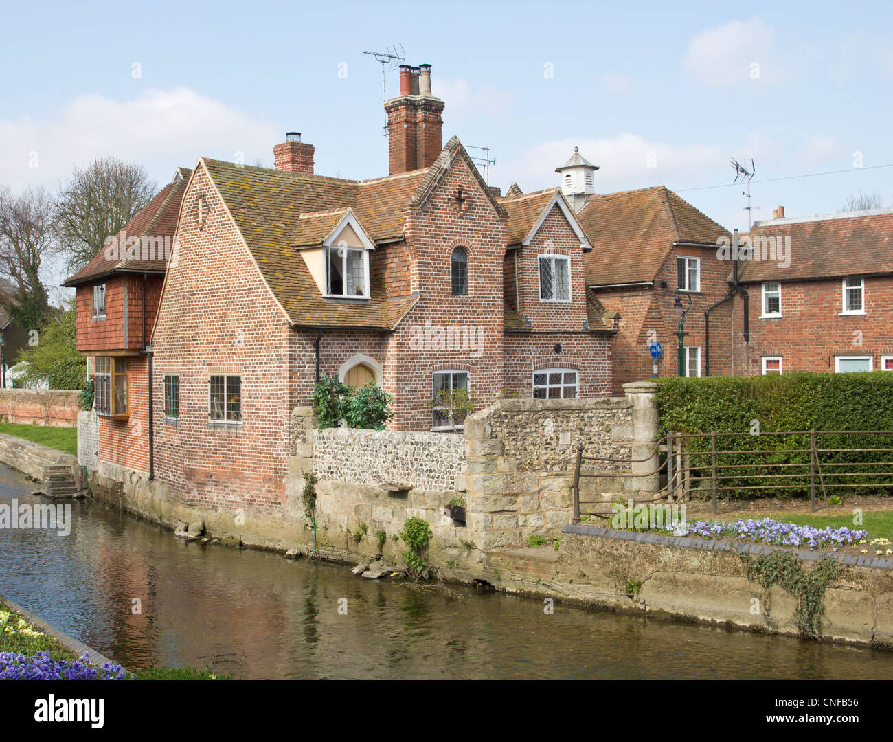 Riverside Property House beside the River Stour in Canterbury Kent UK Stock Photo