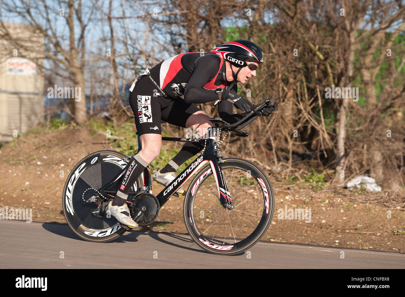 February TT time trial cycling as part of a duathalon , triathlete training for super series