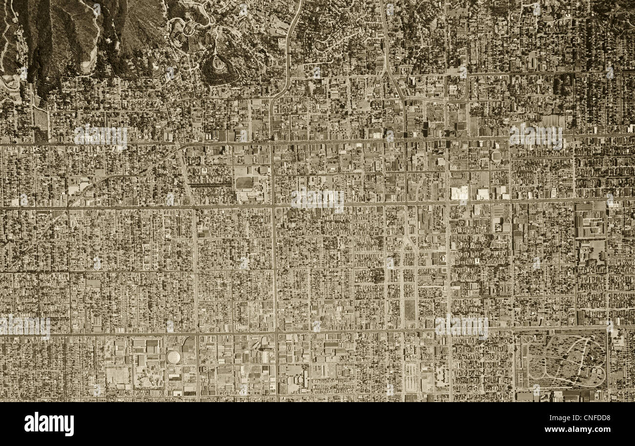 historical aerial photograph Hollywood California 1948 Stock Photo