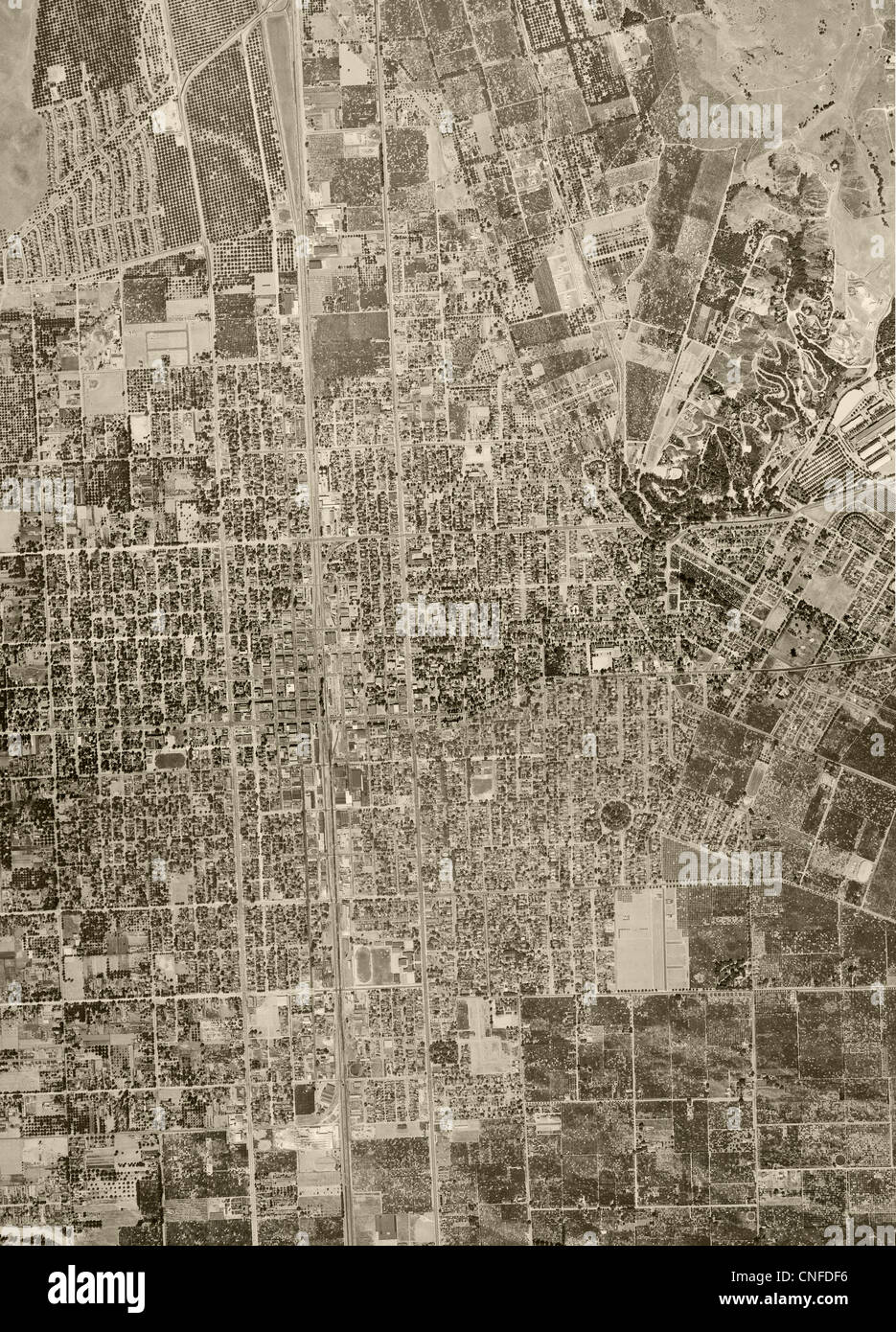 historical aerial photograph Pomona California 1948 Stock Photo