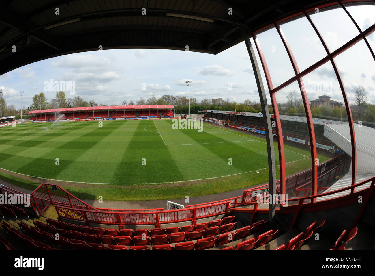 View inside Broadfield Stadium, home of Crawley Town Football Club Stock Photo