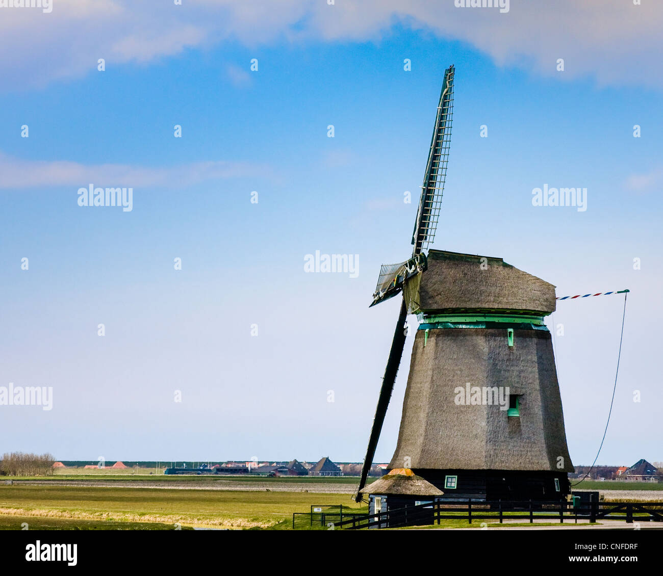 Windmill near the village of Akersloot in North Holland, The Netherlands. Stock Photo