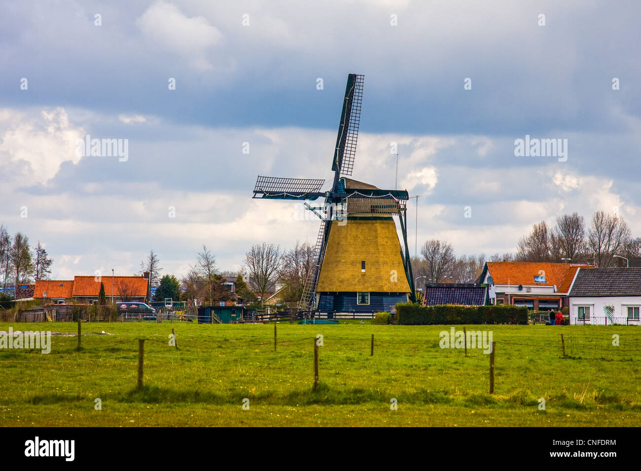 Windmill near the village of Akersloot in North Holland, The Netherlands. Stock Photo