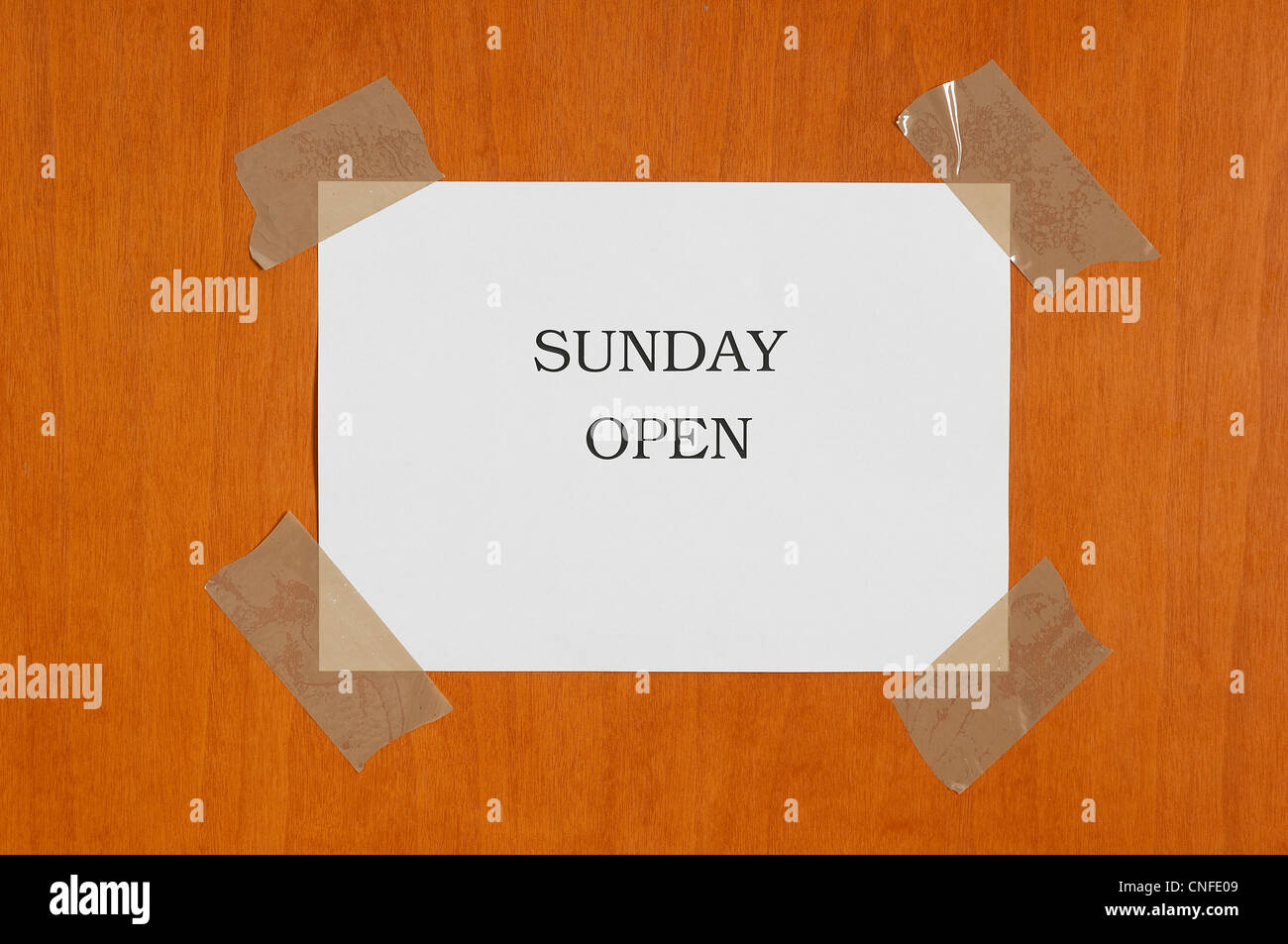 Sunday Open Sign On The Door Stock Photo Alamy