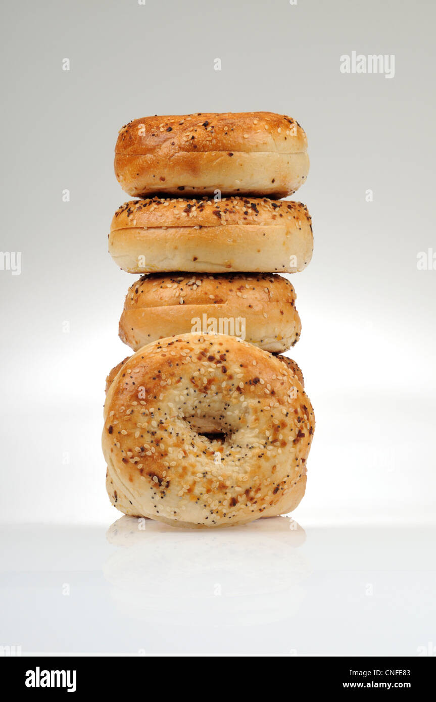 Stack of everything bagels Stock Photo
