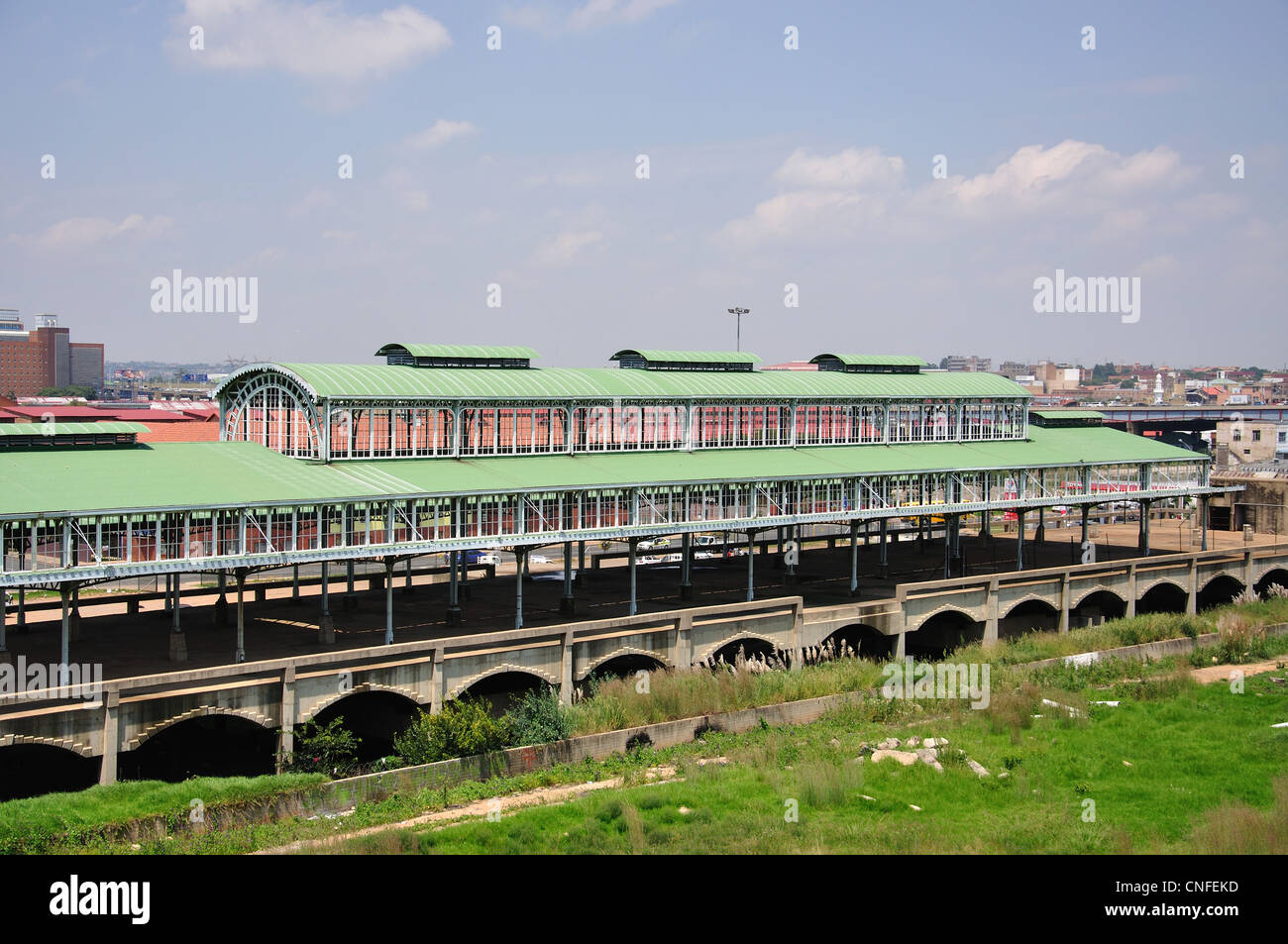 View of old Victorian station from The Nelson Mandela Bridge, Johannesburg, Gauteng Province, Republic of South Africa Stock Photo