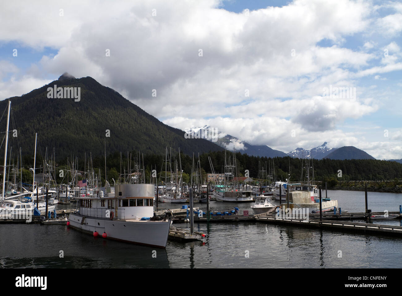 Boats in Sitka Harbor, Alaska, USA Stock Photo