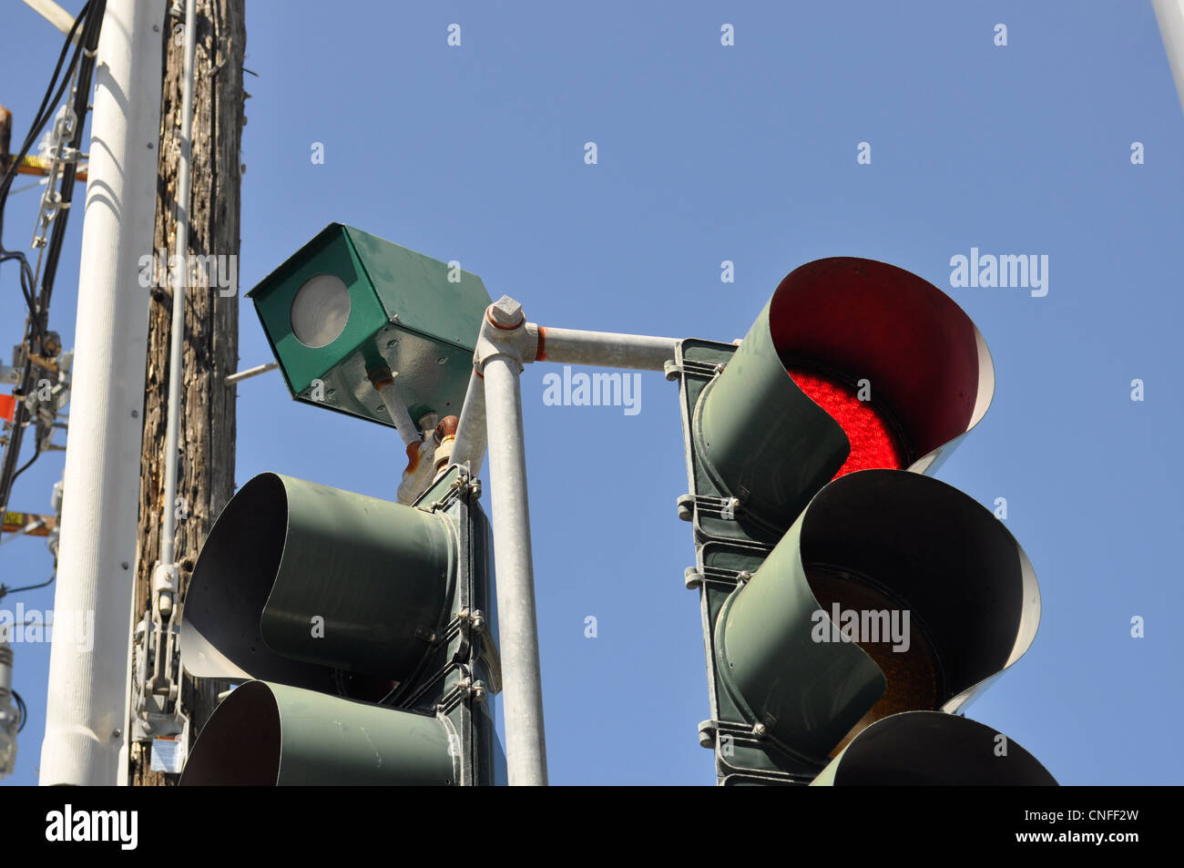 traffic light with red light camera Stock Photo Alamy