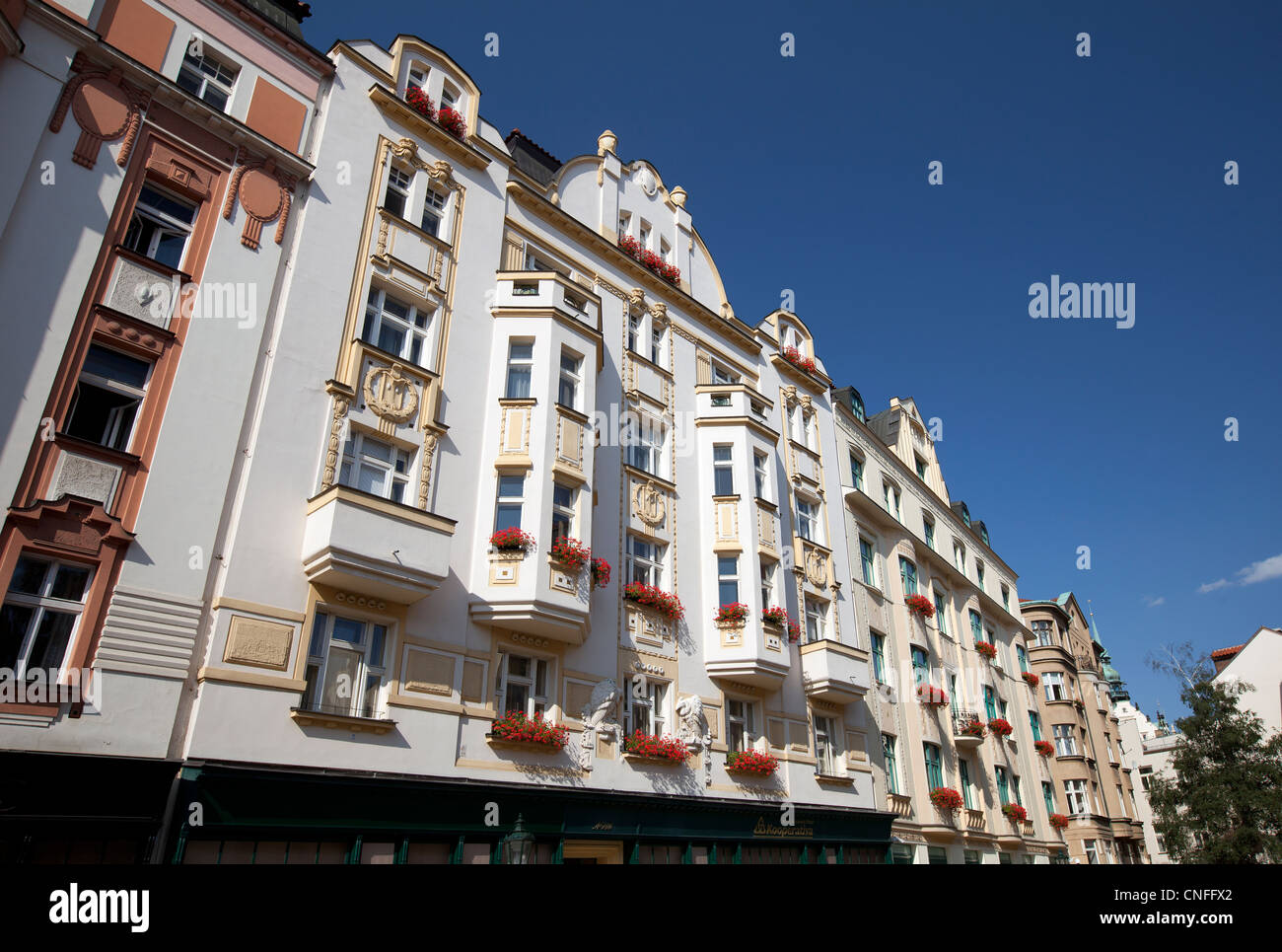 Prague, Historic apartment buildings Stock Photo