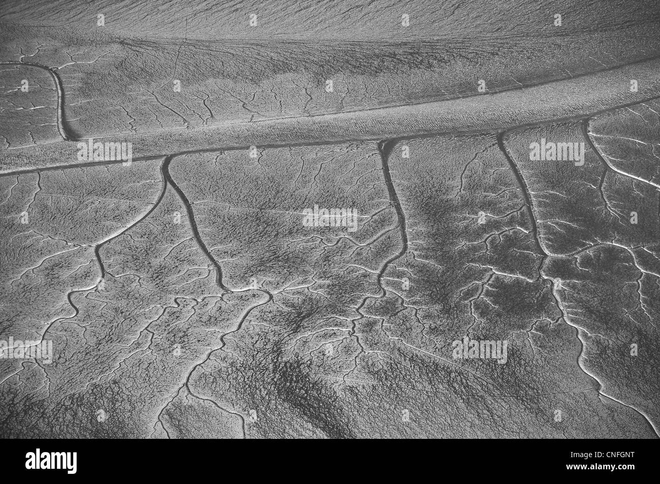 aerial photograph tidal wetlands mud flats San Francisco bay Stock Photo