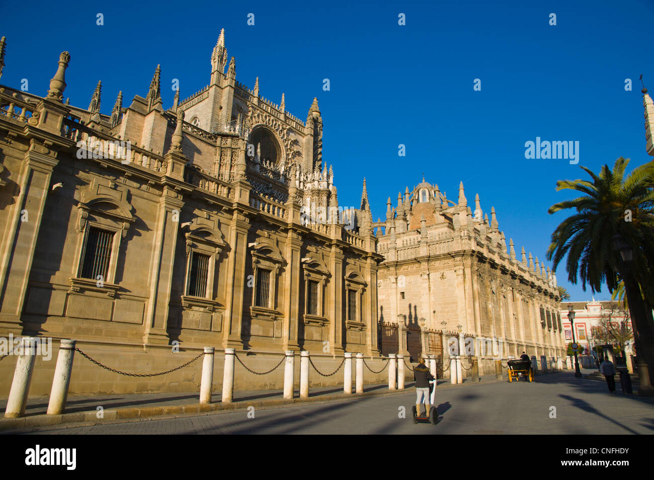 Catedral de Santa Maria de la Sede exterior Plaza Virgen de Los Reyes square Seville Andalusia Spain Stock Photo