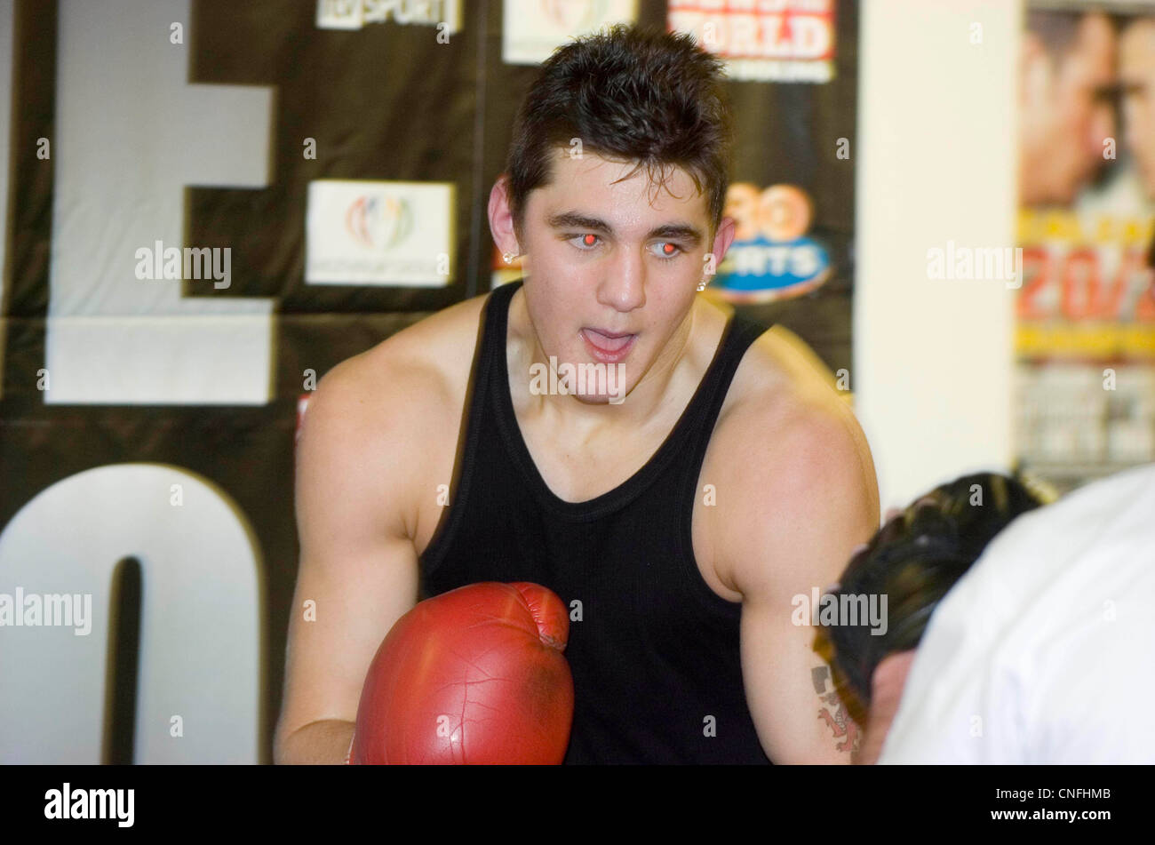 Welsh boxer Nathan Cleverly training at the Millennium Stadium in Cardiff in 2007. Stock Photo