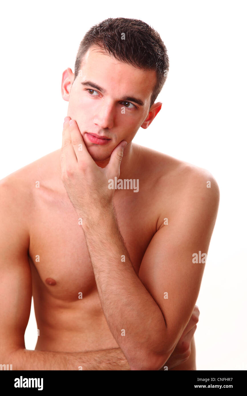 young man refresh face Stock Photo