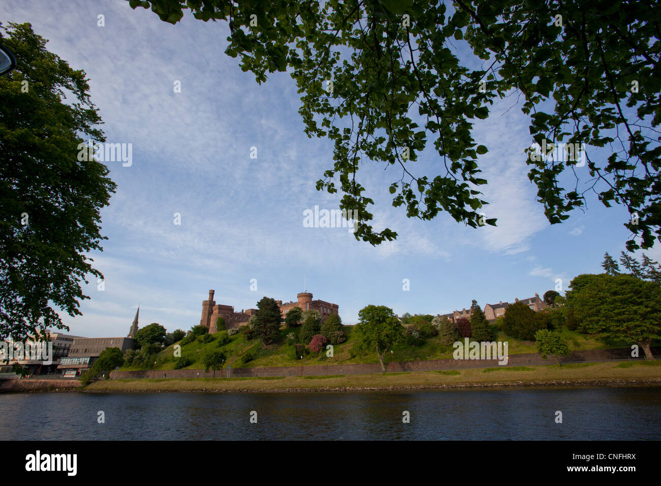 The Inverness castle with the river Ness in foreground, Inverness, Scotland Stock Photo