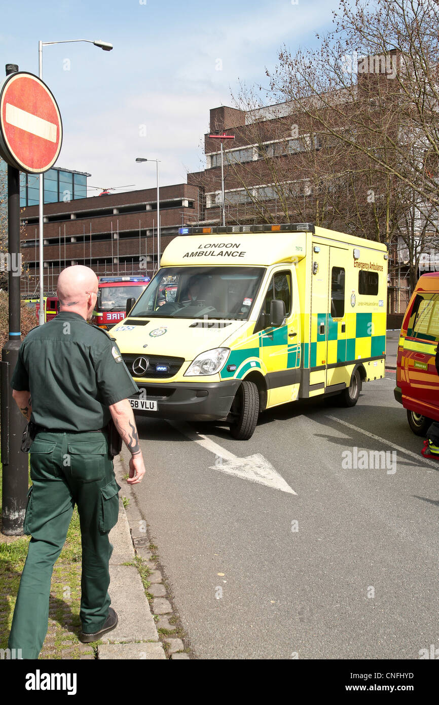 London Fire Brigade and air ambulance attend an incident at Croydon
