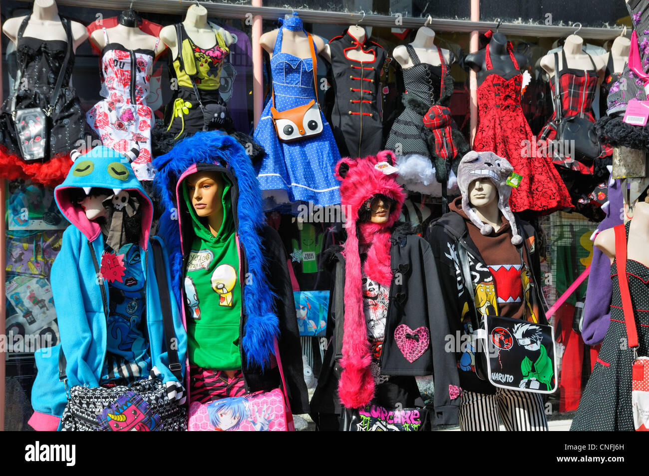 Mannequins in colourful clothing Stock Photo