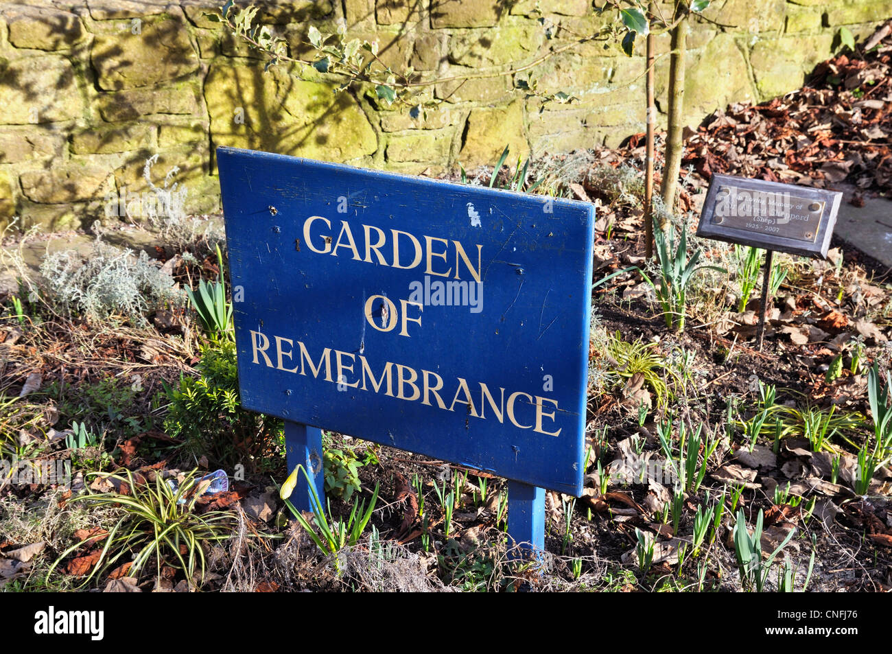 Garden of remembrance sign Stock Photo