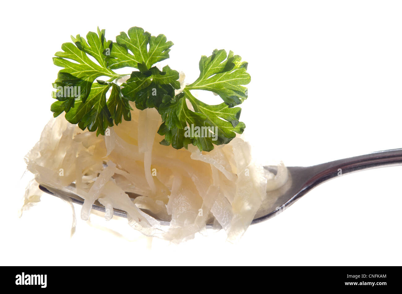 Sauerkraut and parsley on a fork Stock Photo