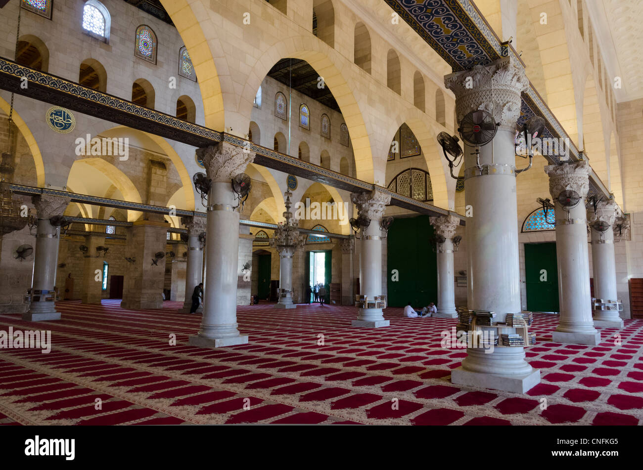 Interior of the Al Aqsa mosque. esplanade of the mosques. Jerusalem Old City. Israel Stock Photo