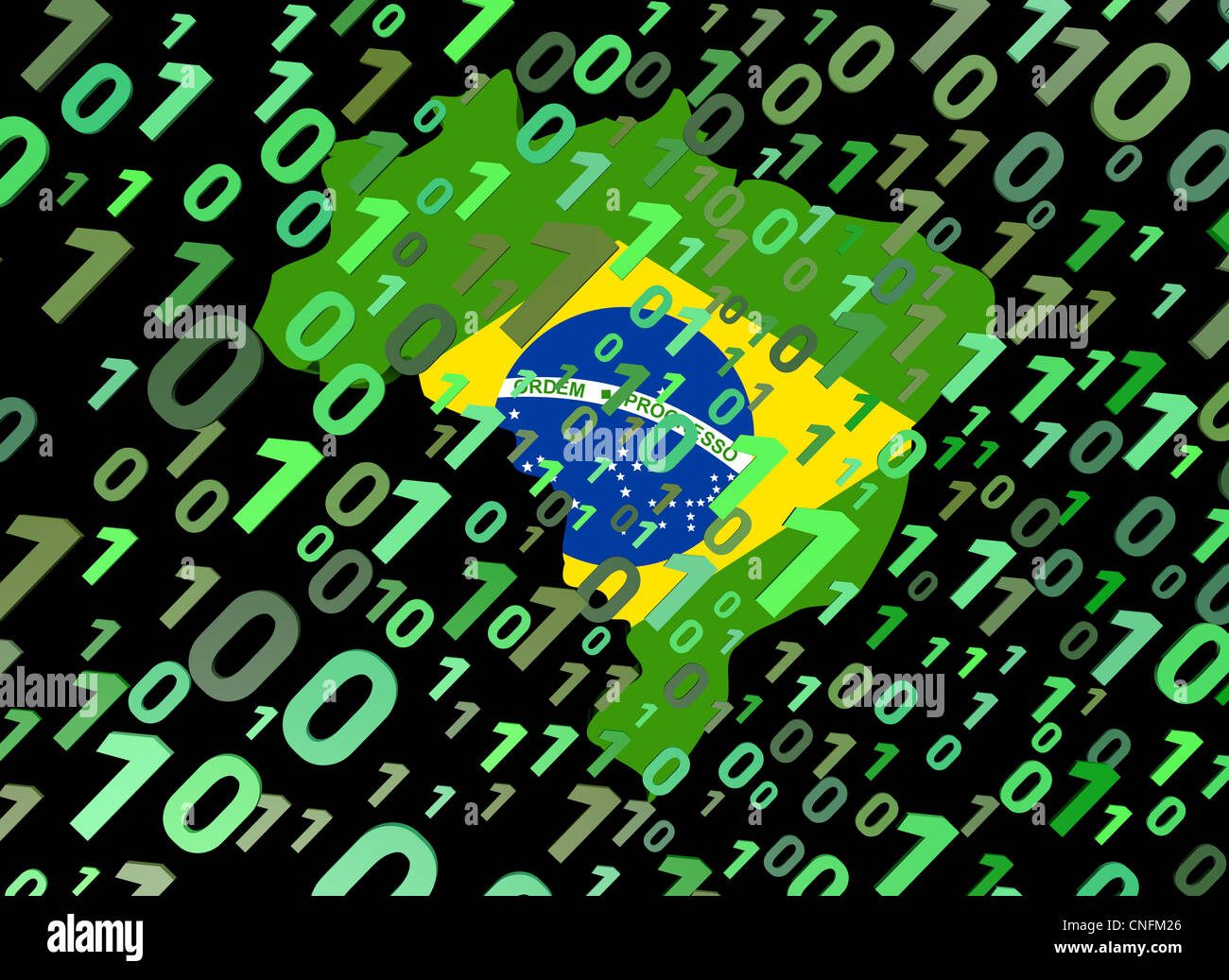 binary and Brazil map flag ilustration Stock Photo - Alamy