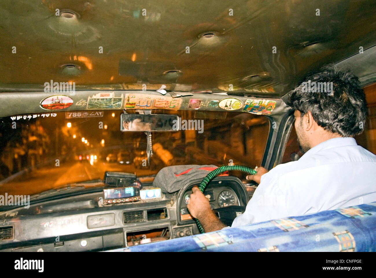 Indian taxi driver from Kolkata Stock Photo