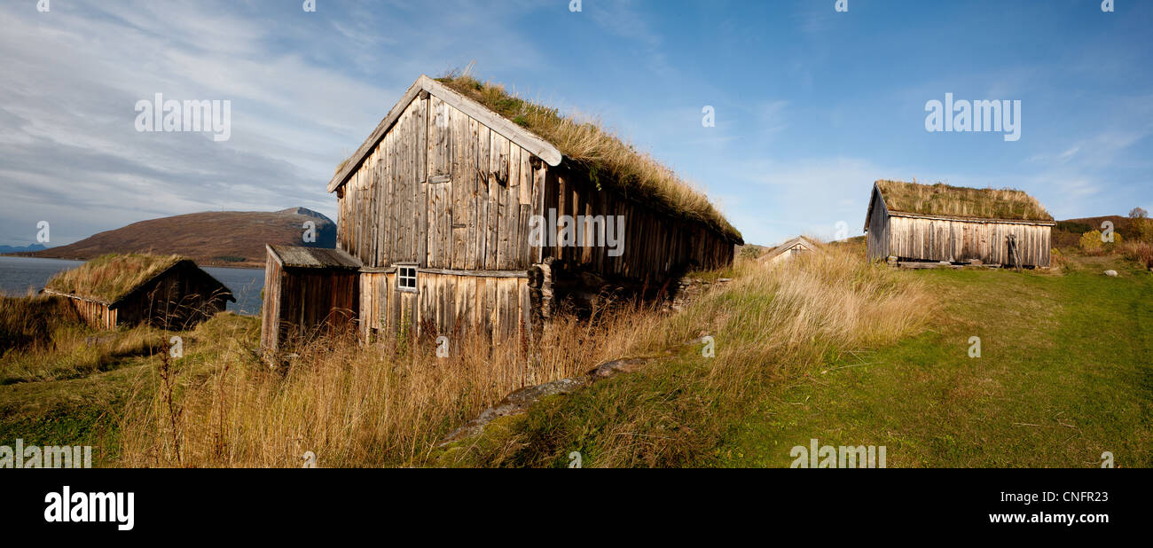 Straumen gård (farm) at Straumhella on the island Kvaløya outside Tromsø, Norway. Stock Photo