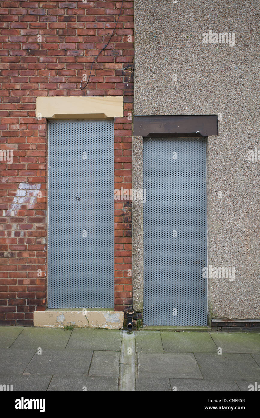 Boarded up houses in Hartlepool in the north east of England, UK Stock Photo
