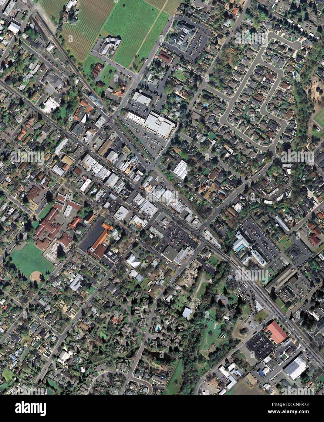 aerial photo map of St. Helena, Napa, California Stock Photo