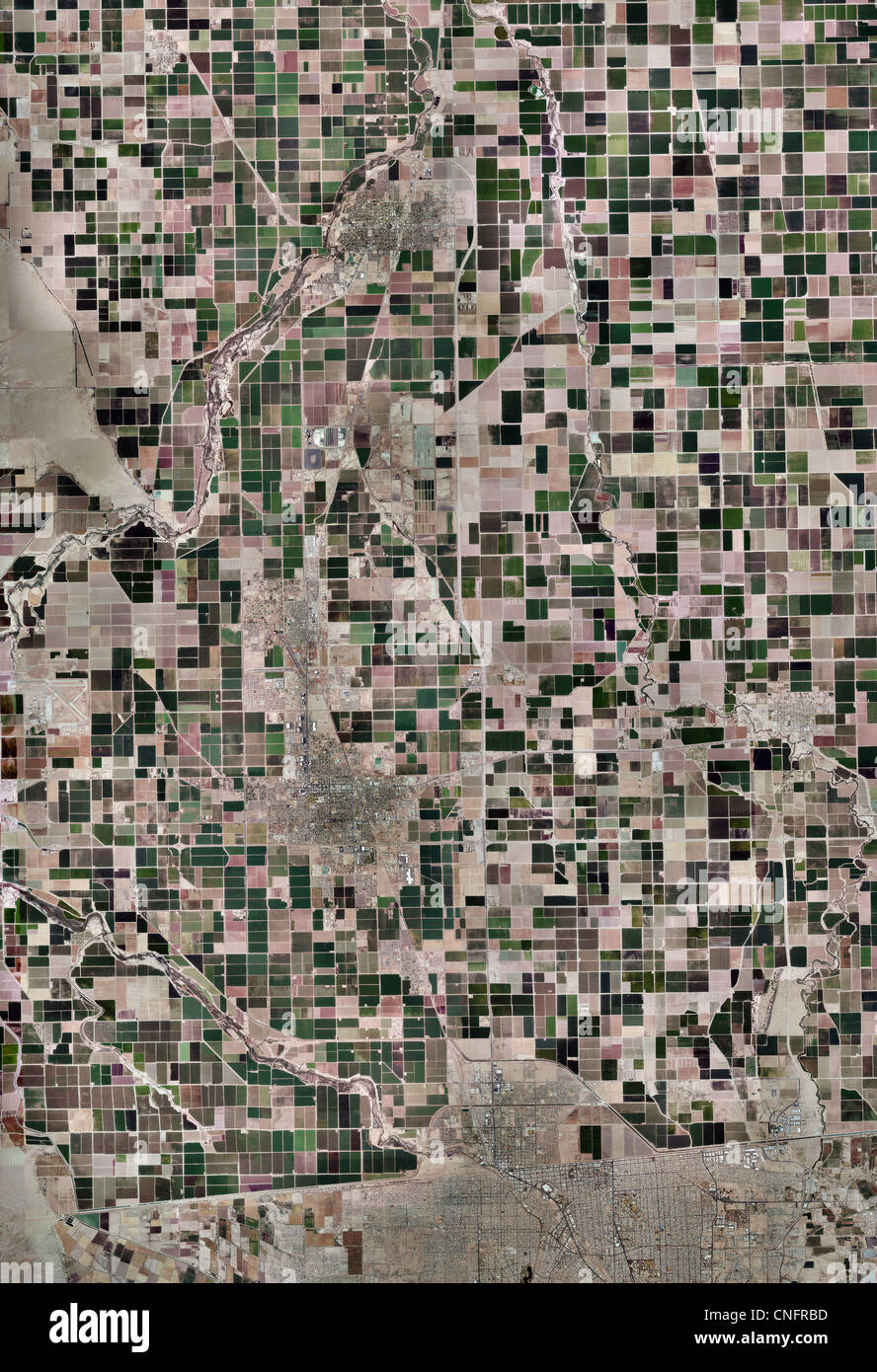 aerial photo map of Imperial Valley from Salton Sea to California Mexican border Stock Photo