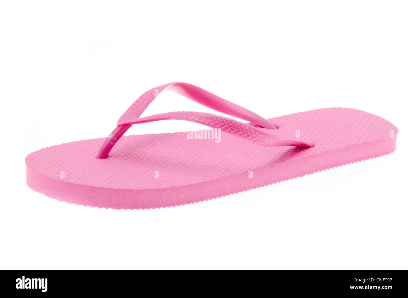 A single pink flipflop isolated on a white background Stock Photo - Alamy
