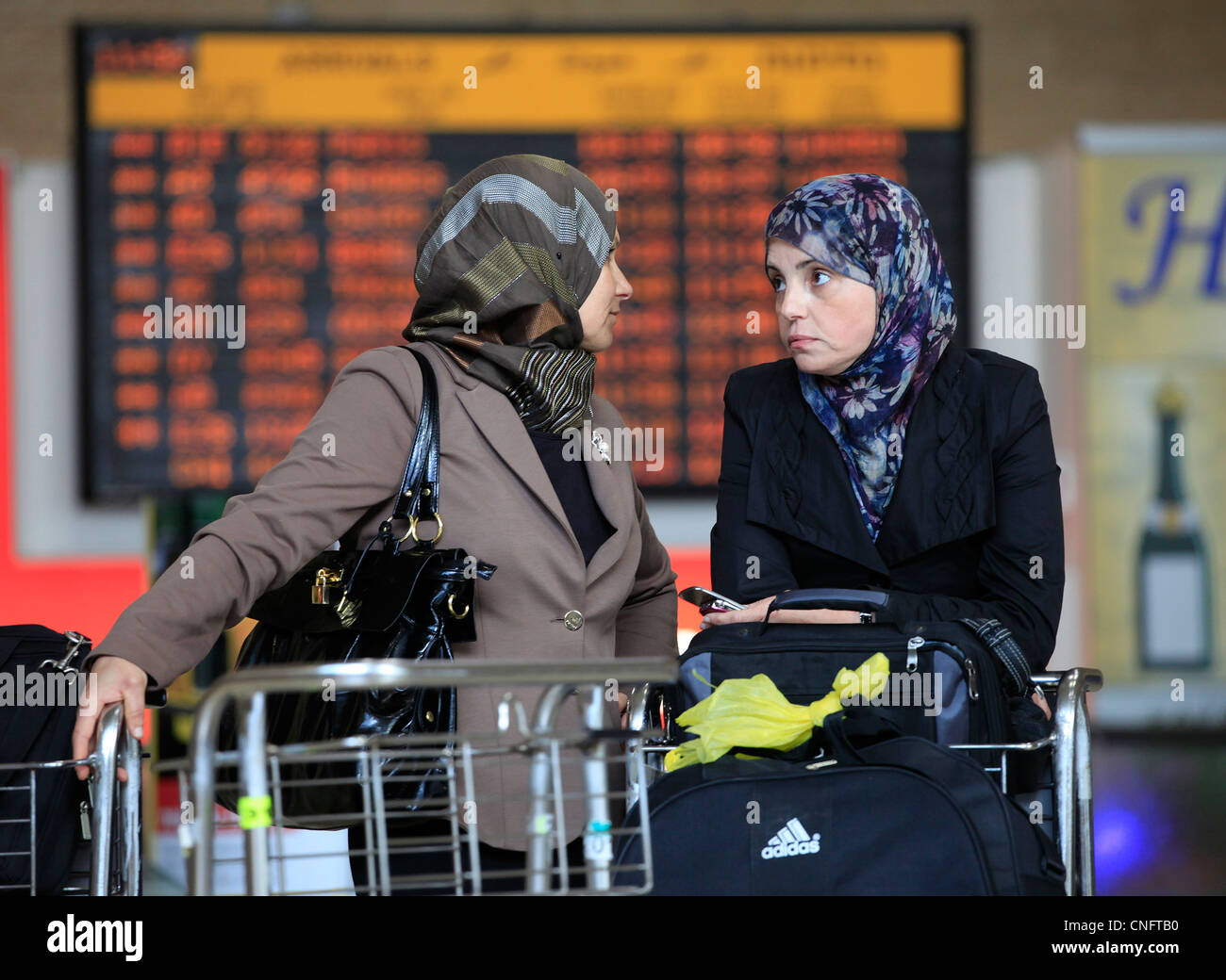 Palestinian passengers in Ben Gurion Airport widely known as Lod Airport in Israel Stock Photo