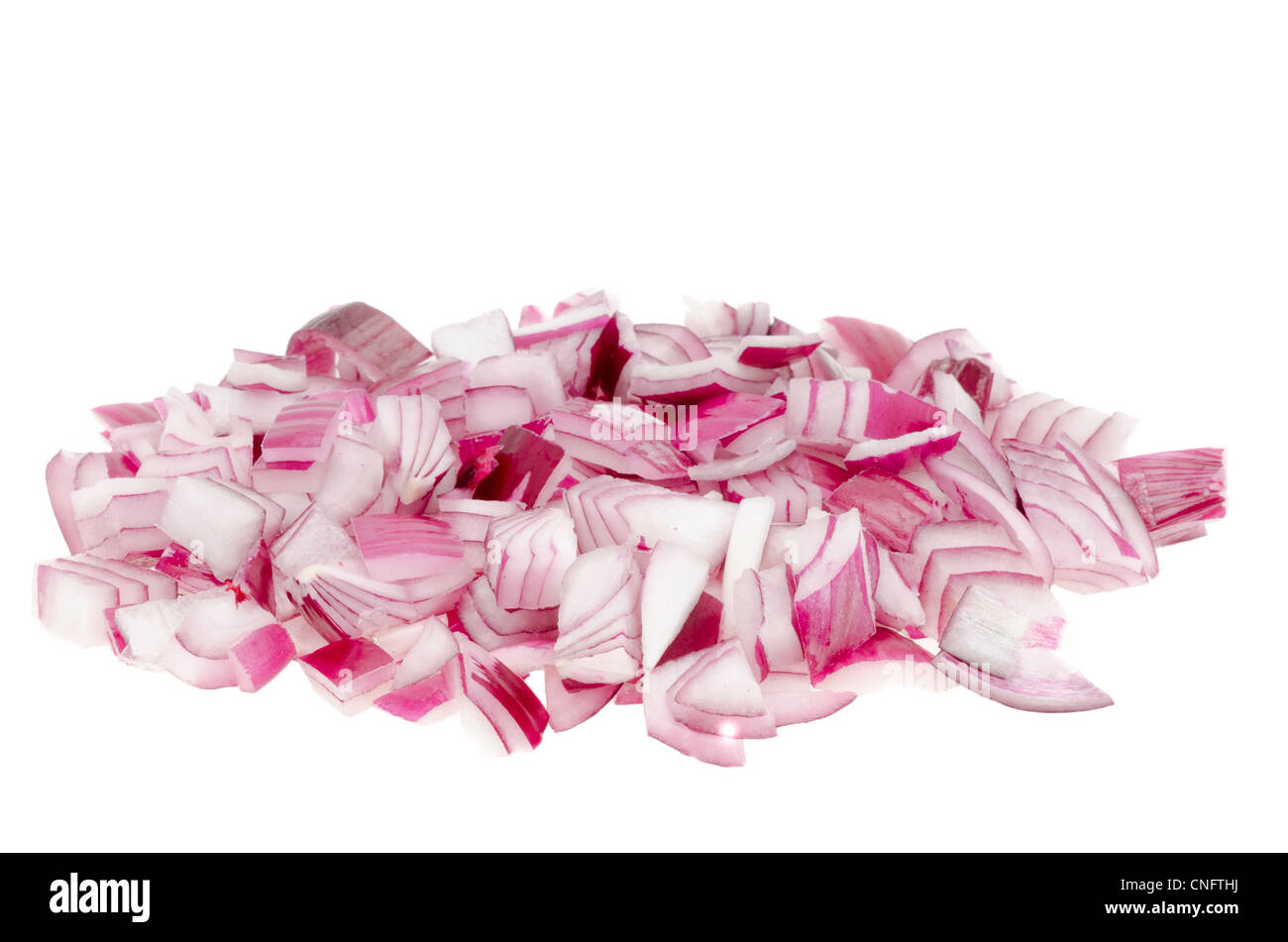 Close-up of diced or chopped red onion - shallow depth of field Stock Photo