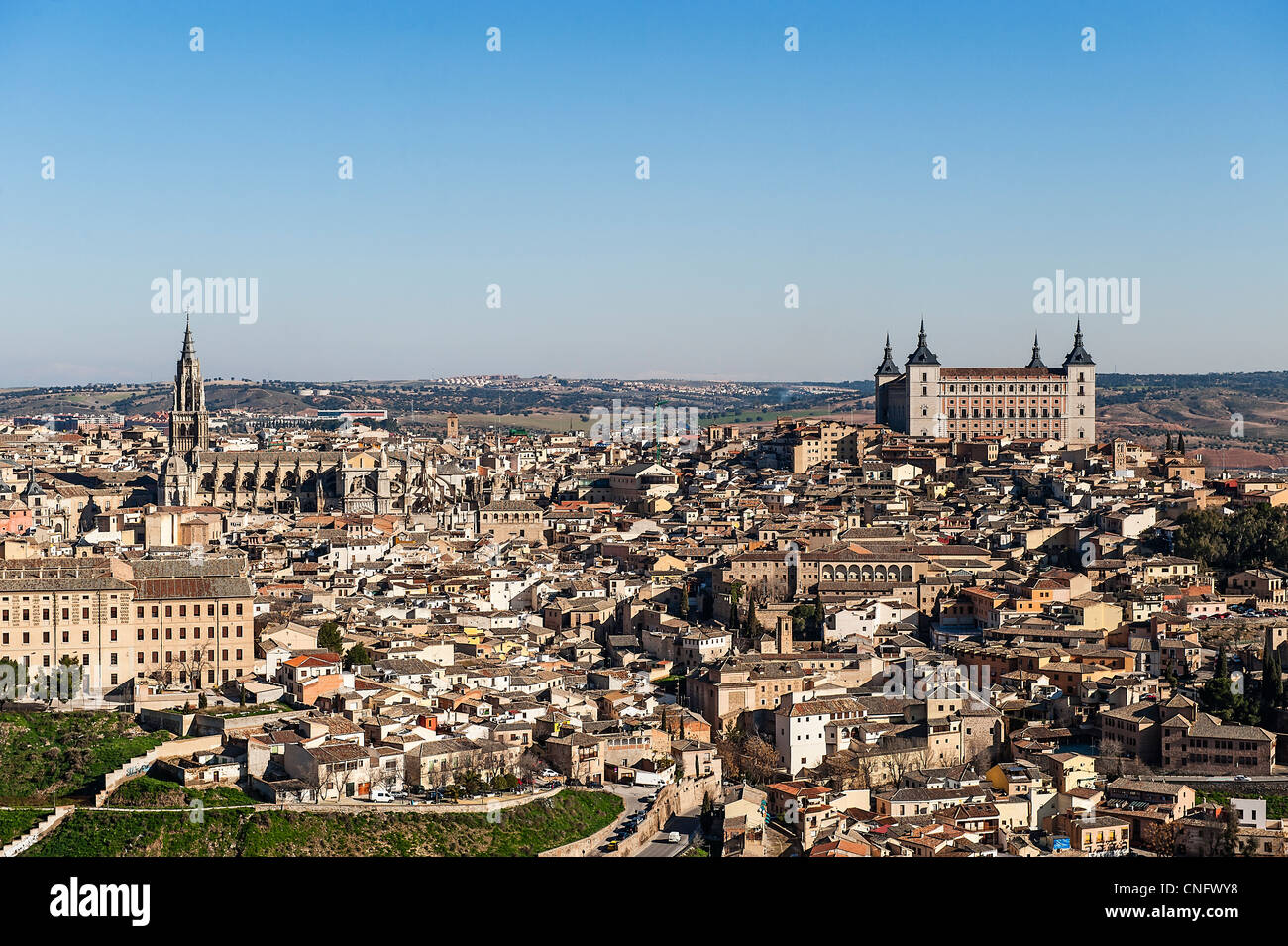 Cityscape and Alcazar, Toledo, Spain Stock Photo
