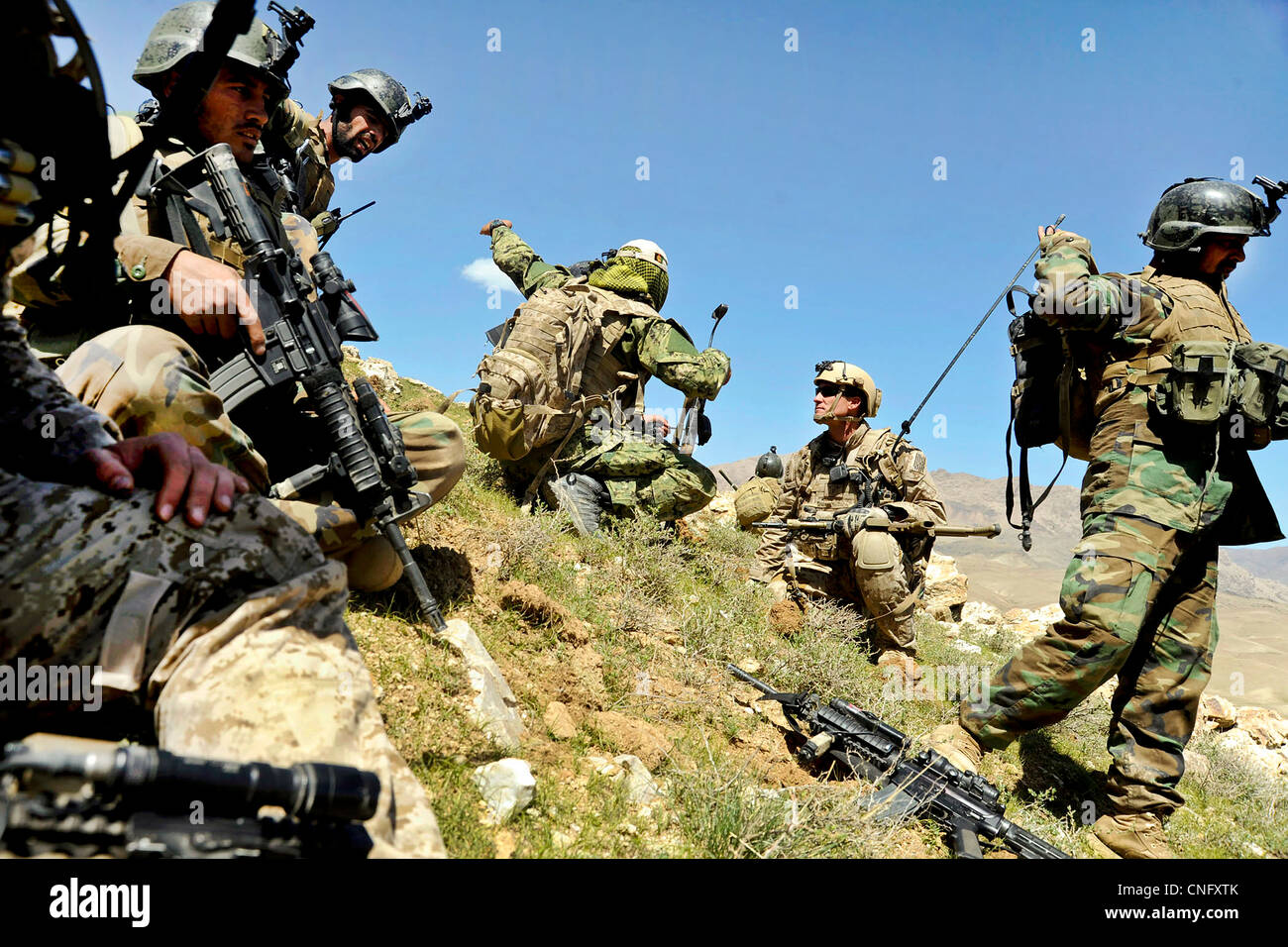 Joint operation force composed of US Special Forces and Afghan commando