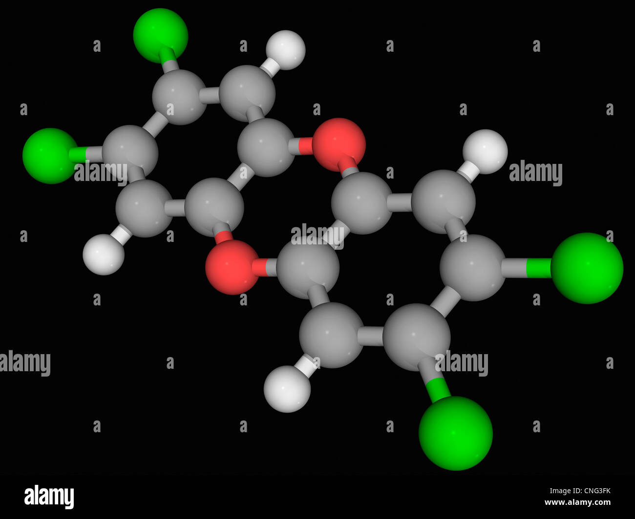 Dioxin (TCDD) molecule Stock Photo