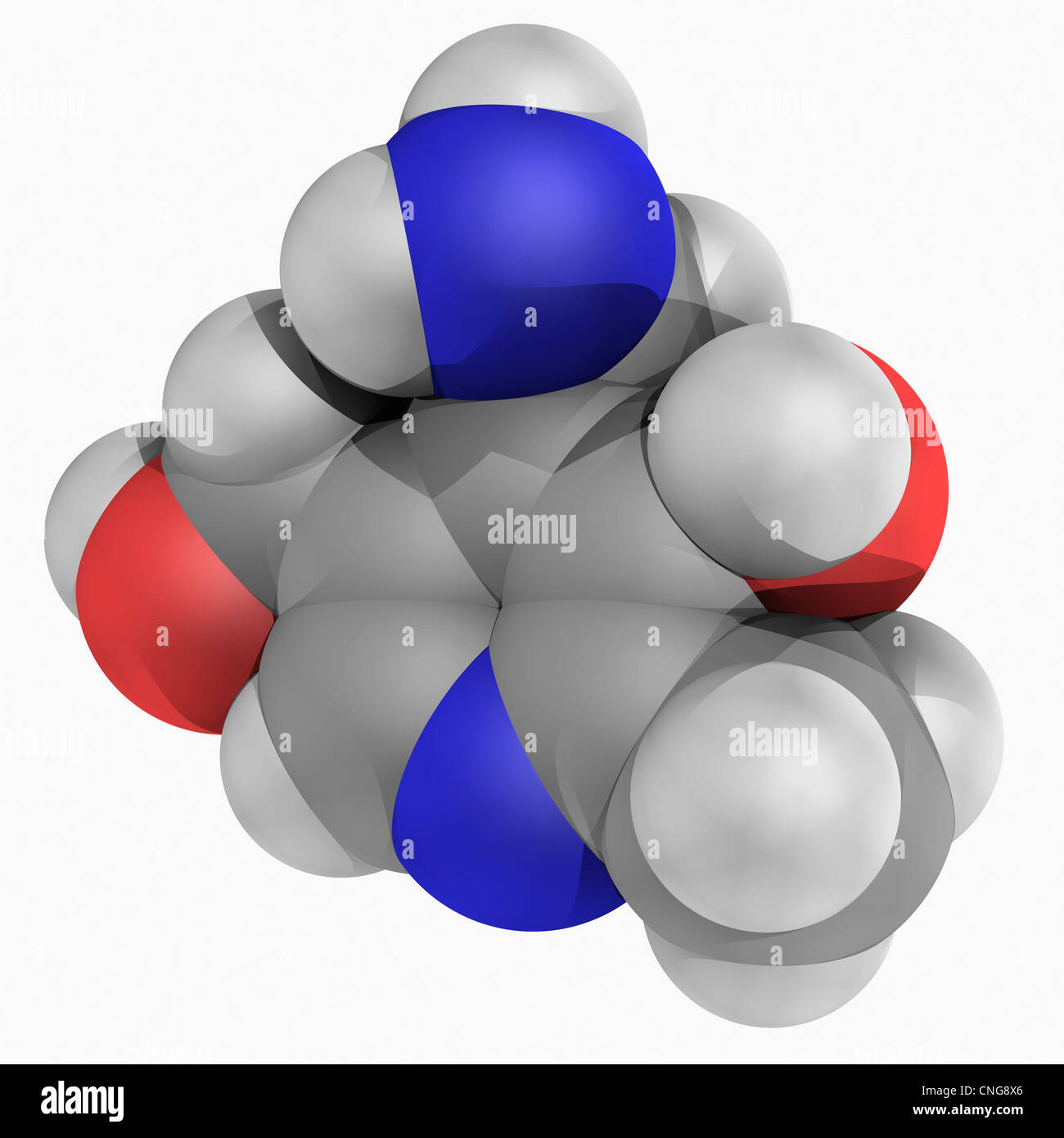 Vitamin B6 (pyridoxamine) molecule Stock Photo