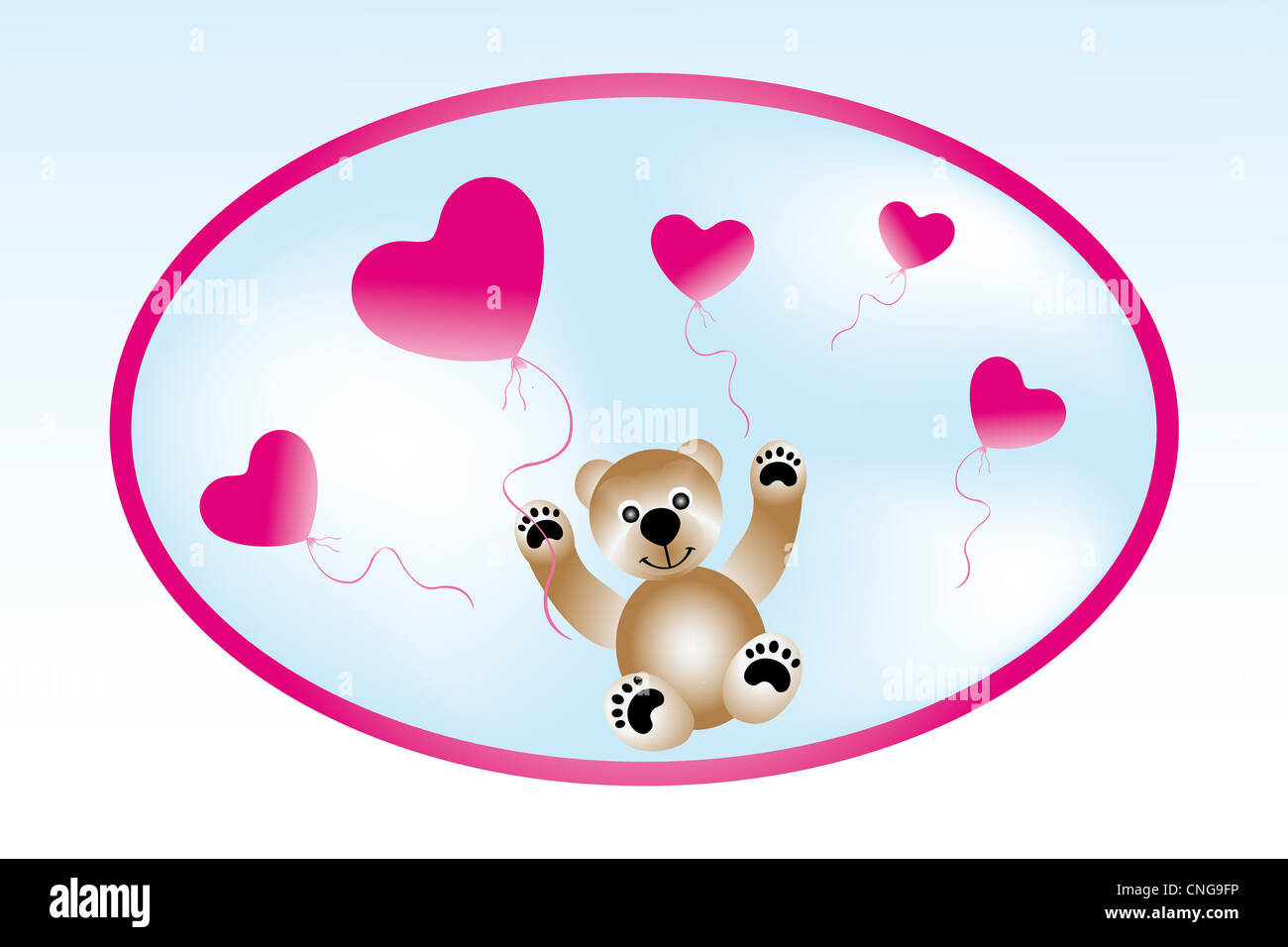 Teddy with heart-balloons - card template for Valentine's Day Stock ...