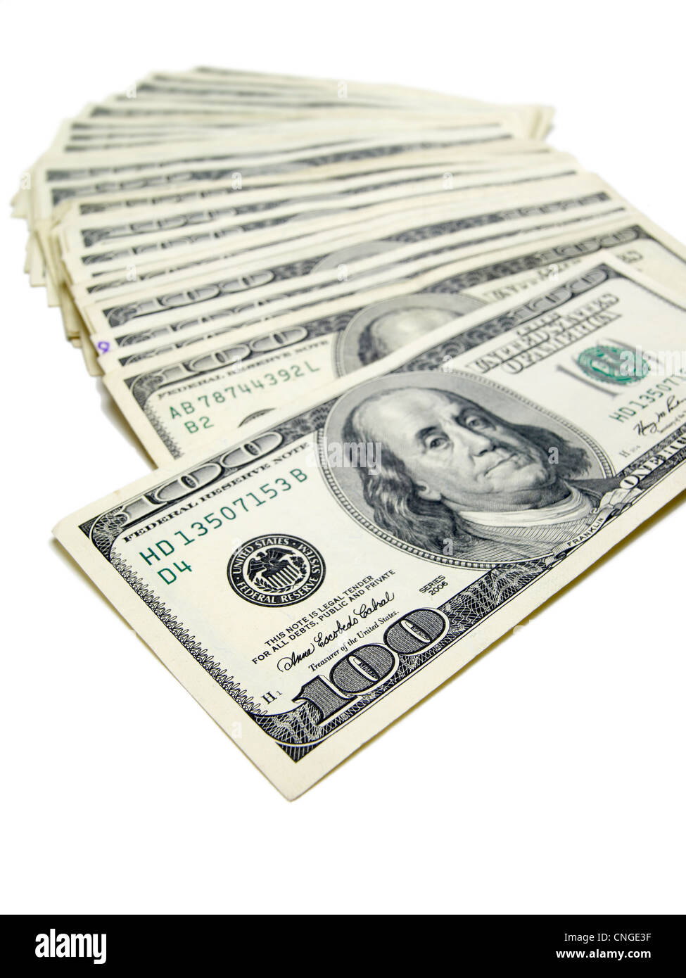 Pile Of US $100 Dollar Bills Stock Photo