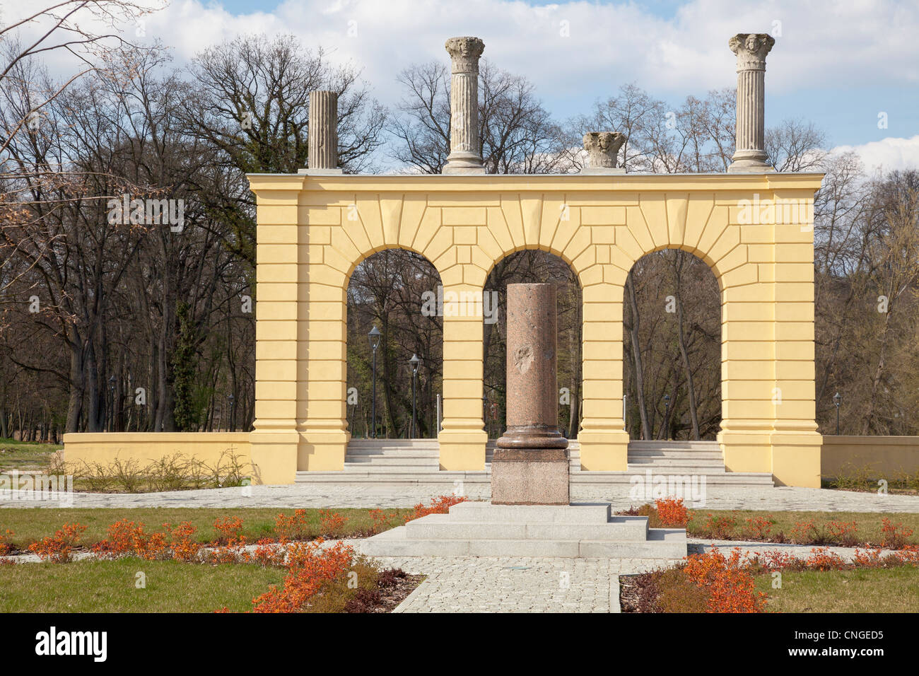 Remains of old theater on Theater Island, Gubin, Poland Stock Photo