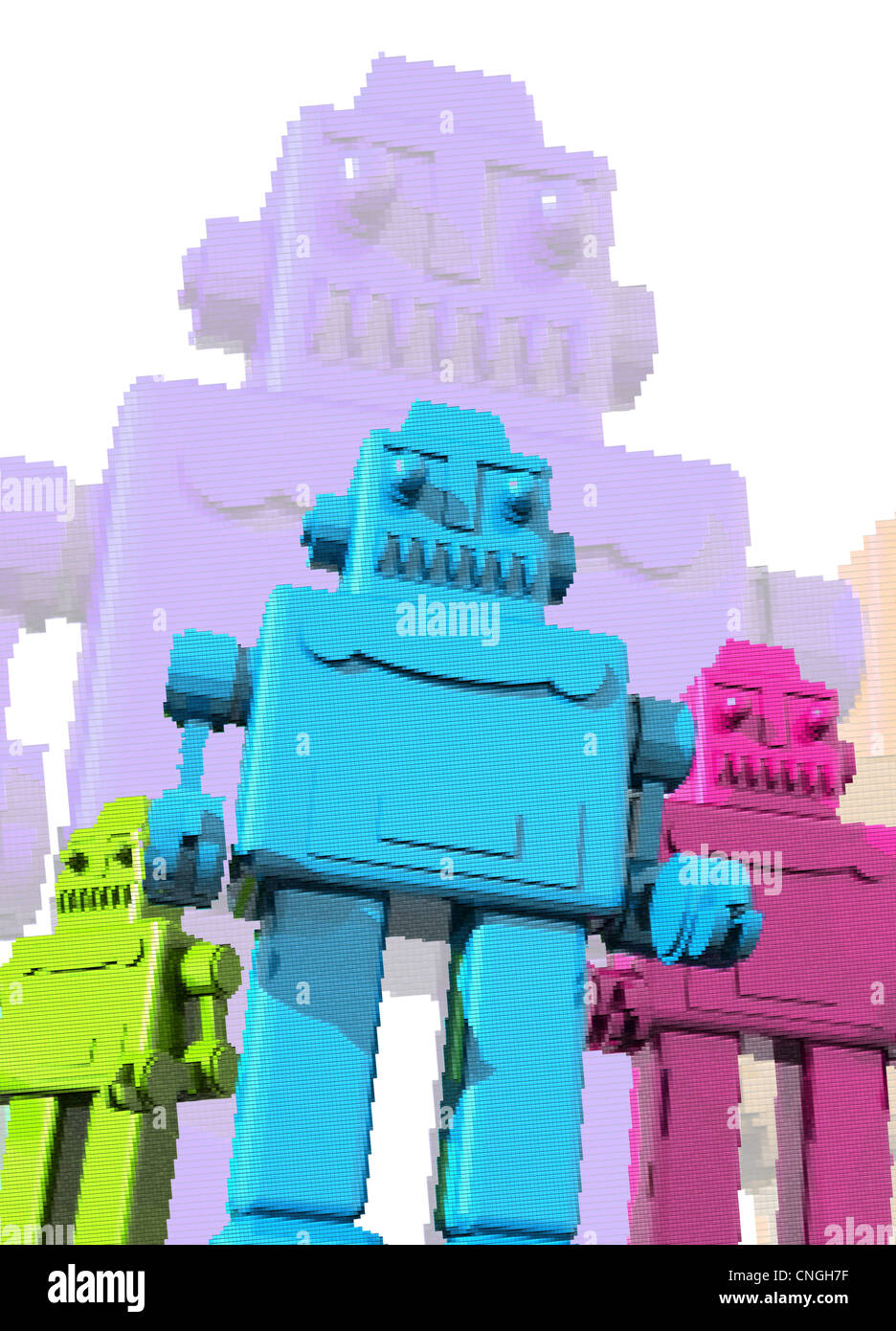 Retro robots  artwork Stock Photo