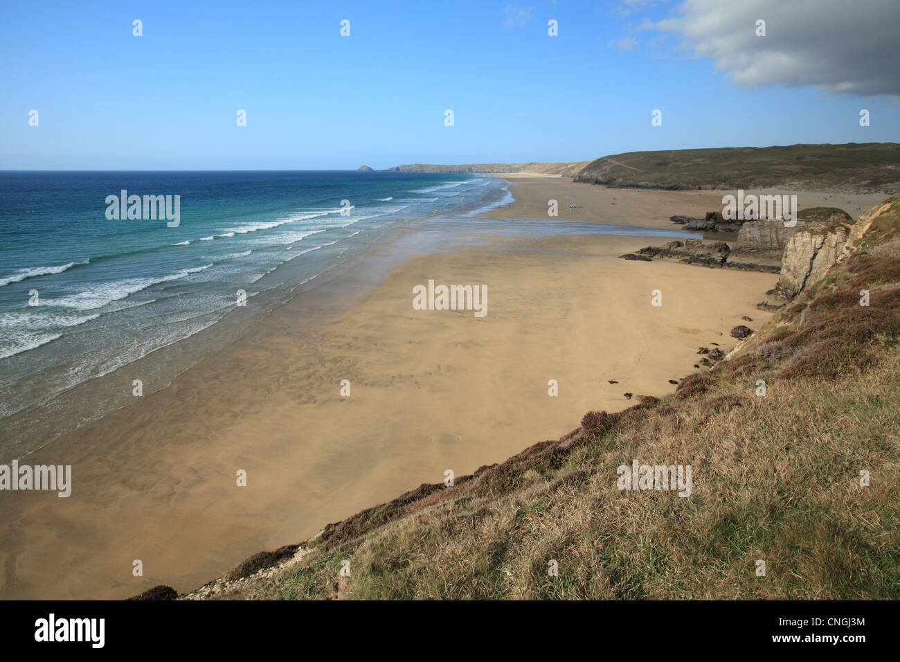 Perranporth beach, North Cornwall, England, UK Stock Photo