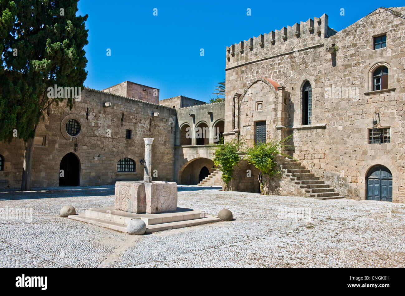 Europe Greece, Dodecanese, Rhodes, the medieval Argyrokastron square Stock Photo