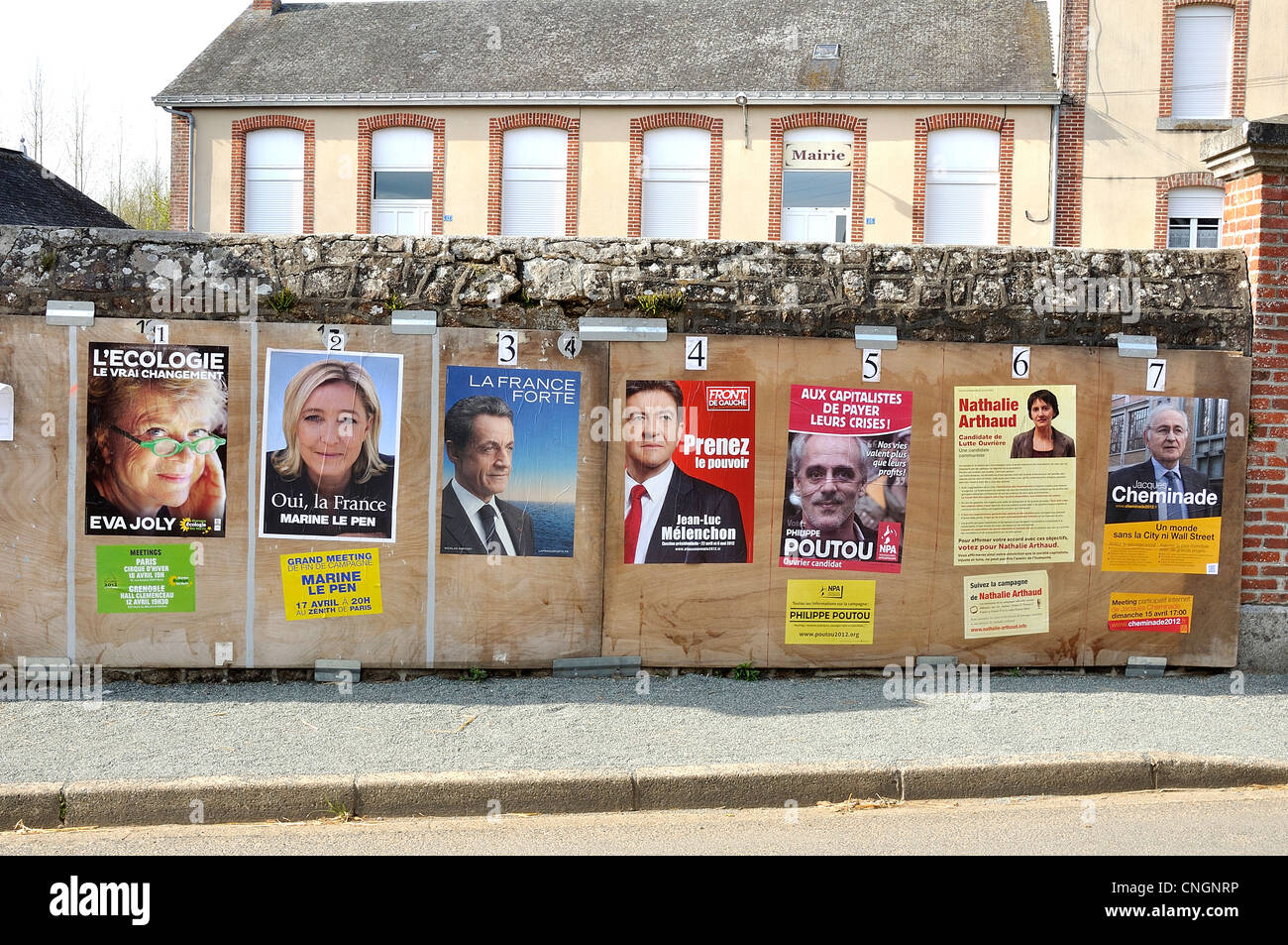 Elections of the President of the Republic in France, posters of the candidates for the first round. Stock Photo