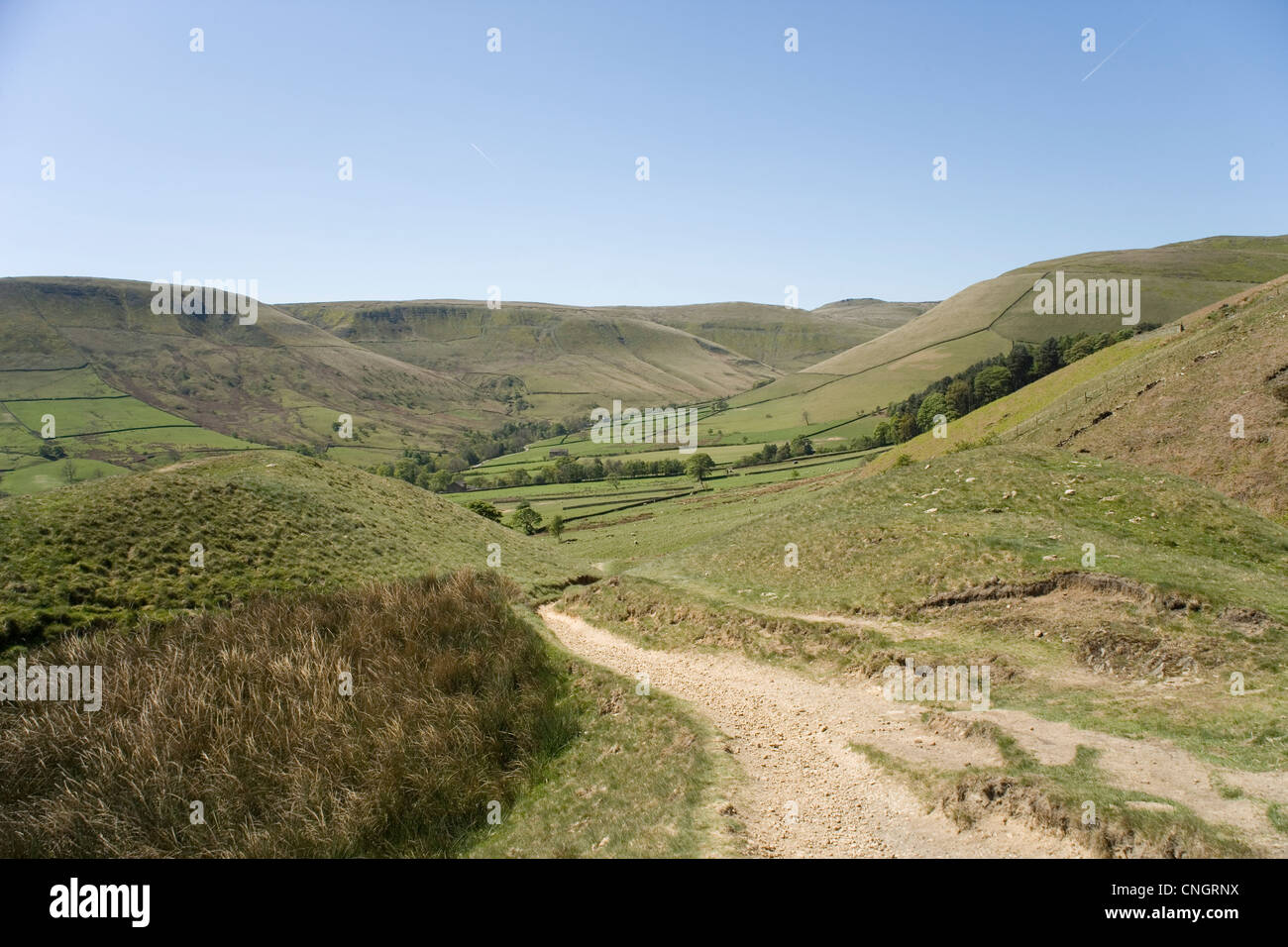 Jacob's Ladder and Kinder Scout from the Pennine Way from near Edale,In the Peak District in